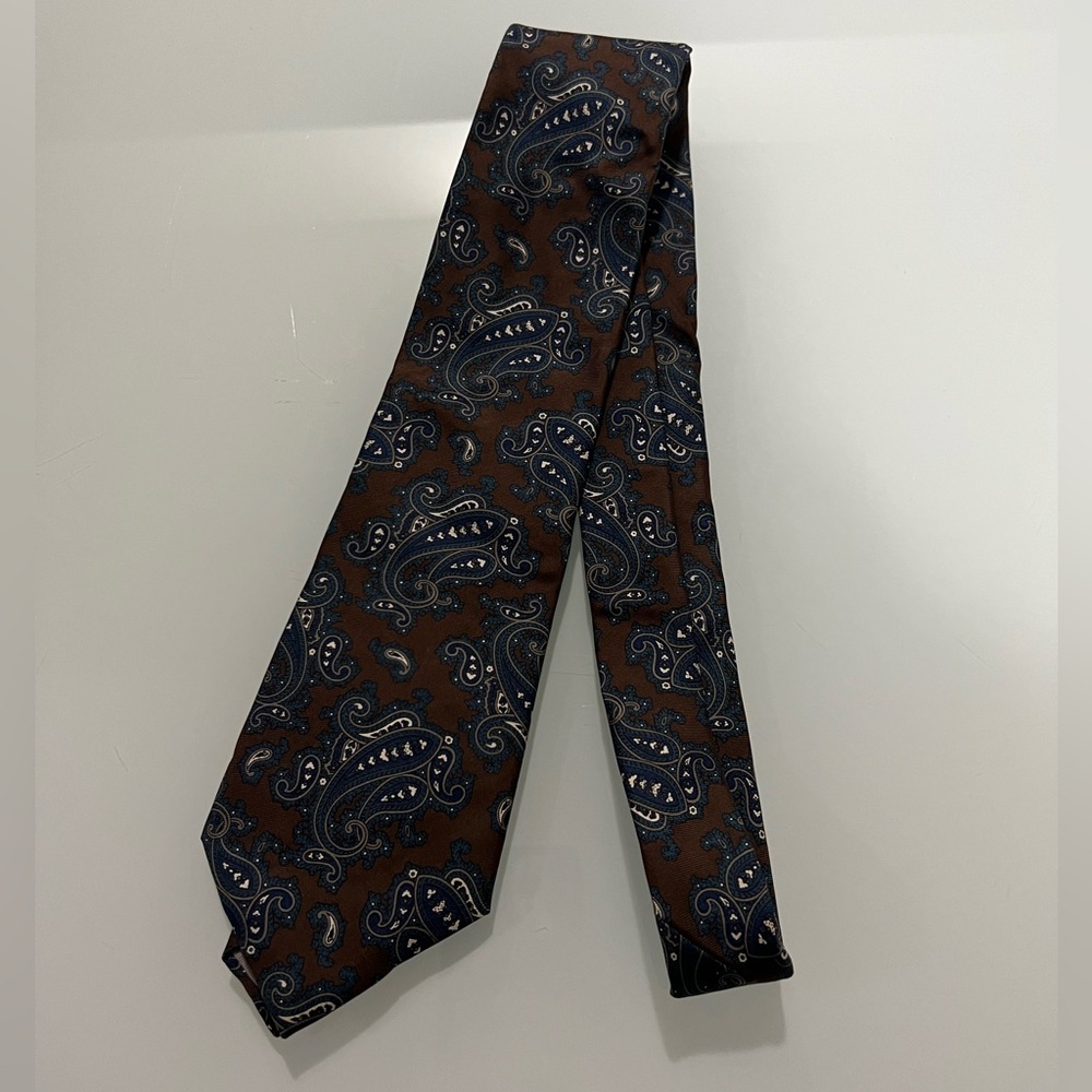 Christian Dior Brown Paisley Silk Tie